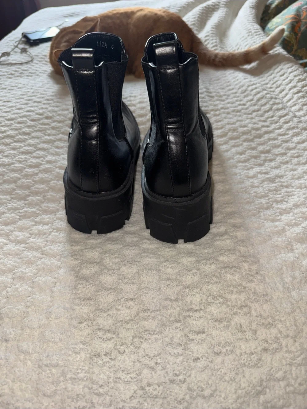 Nasty Gal Black Lug Sole Chelsea Booties 4/37 (fits like a 6) - Picture 5 of 7